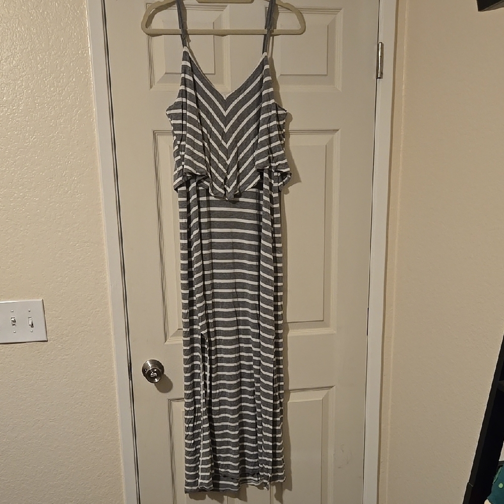 Striped Gray Maxi Dress